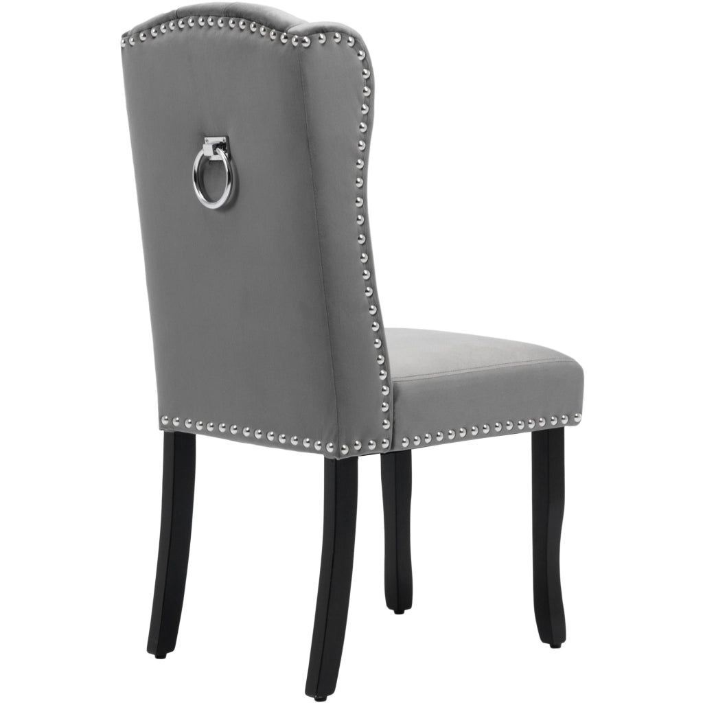 Sedie da Pranzo Set 4 Pezzi in Velluto con Gambe in Legno e Schienale Imbottito ¨C Xylo ¨C Grigio