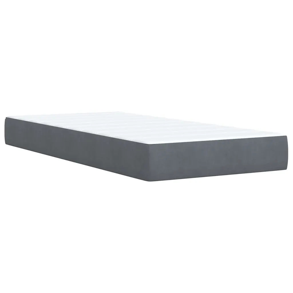Giroletto a Molle con Materasso Grigio Scuro 90x190 cm Velluto
