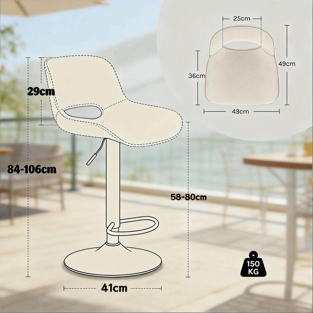 SGABELLO Bar girevole regolabile in lino grigio e metallo Set da 2 pezzi