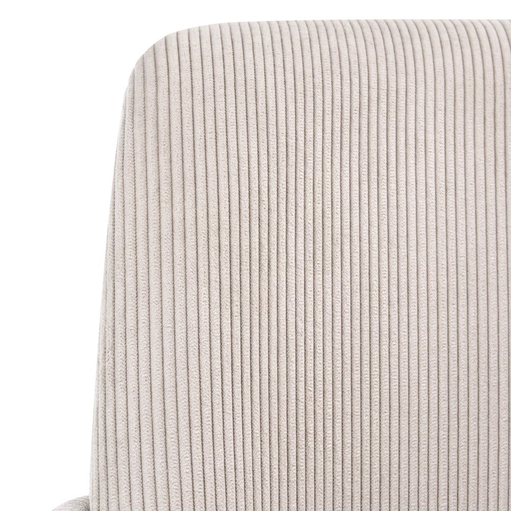 Sedia da ufficio in velluto a coste beige chiaro girevole con braccioli regolabile in altezza