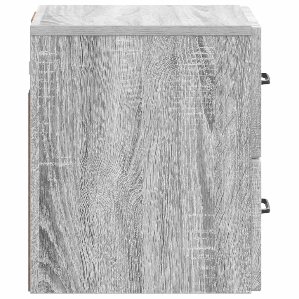 Set di 2 Comodini | Armadio da Notte | Mobiletto da notte a muro Grigio Sonoma 34,5 x 33 x 40 cm