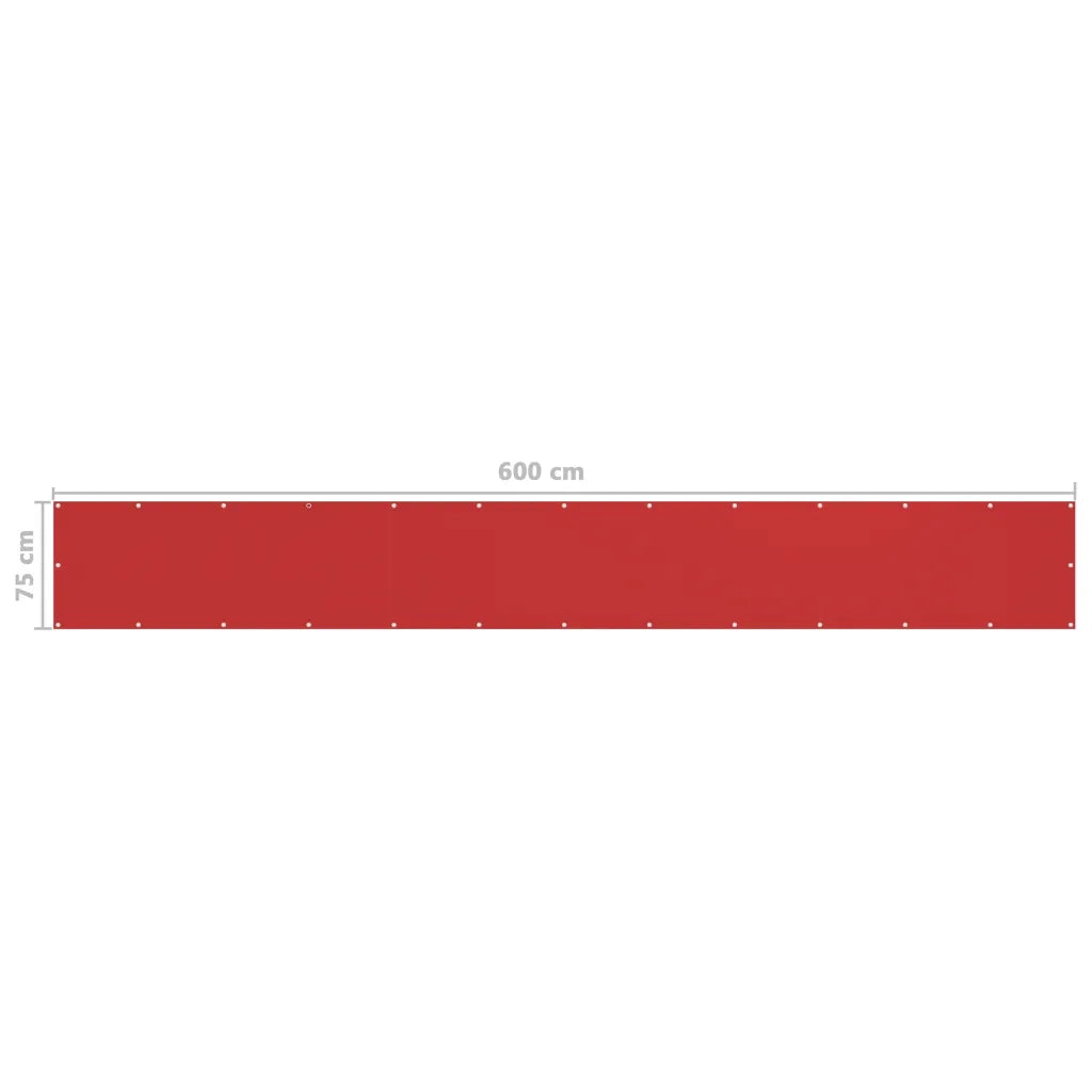 Schermo da balcone | Paravento da Balcone Rosso 75x600 cm in HDPE