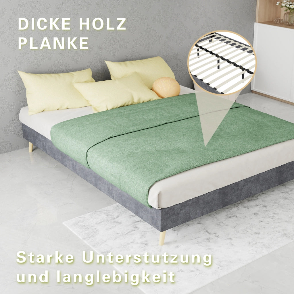 Letto imbottito 140x200 cm grigio