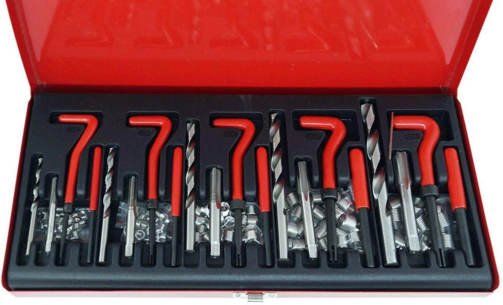 KIT SET RIPARA RIPARAZIONE FILETTI 131PZ RIPRISTINA FILETTATURE ELICOIDI MASCHI