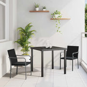 Set da Pranzo per Giardino 3 pz Nero e Grigio Rattan in PE 3379051
