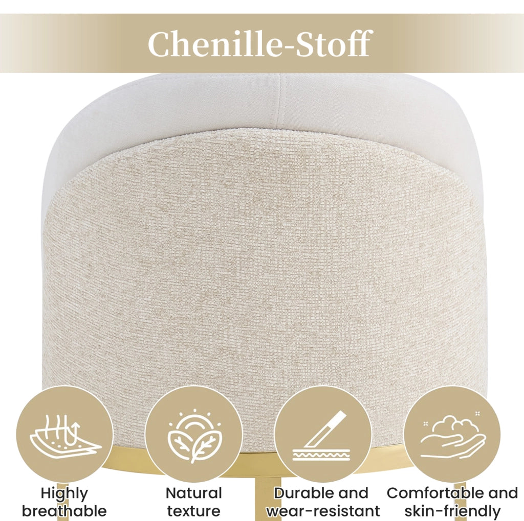 Set di 6 sedie da pranzo in chenille beige e oro