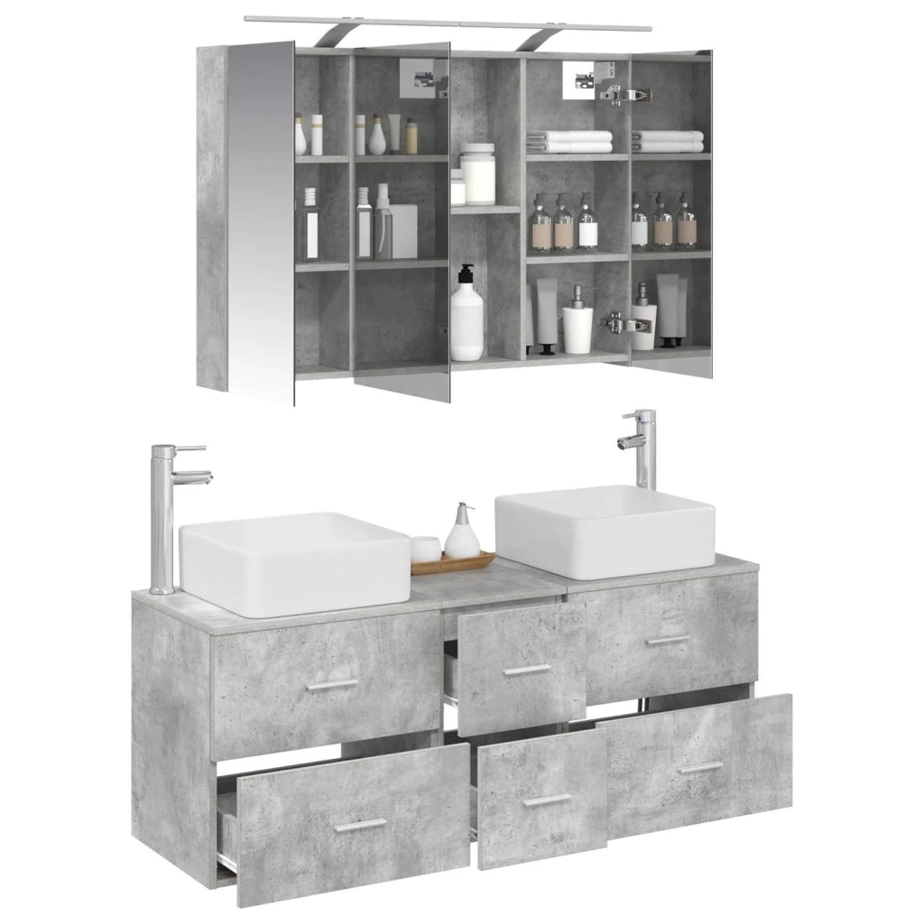 Set di mobili per il bagno 4 pz Grigio Cemento 3406778