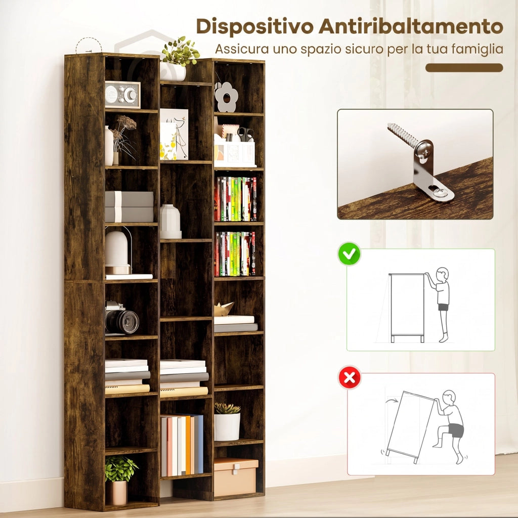 Mobile contenitore in legno ingegnerizzato con ripiani regolabili per soggiorno e ingresso