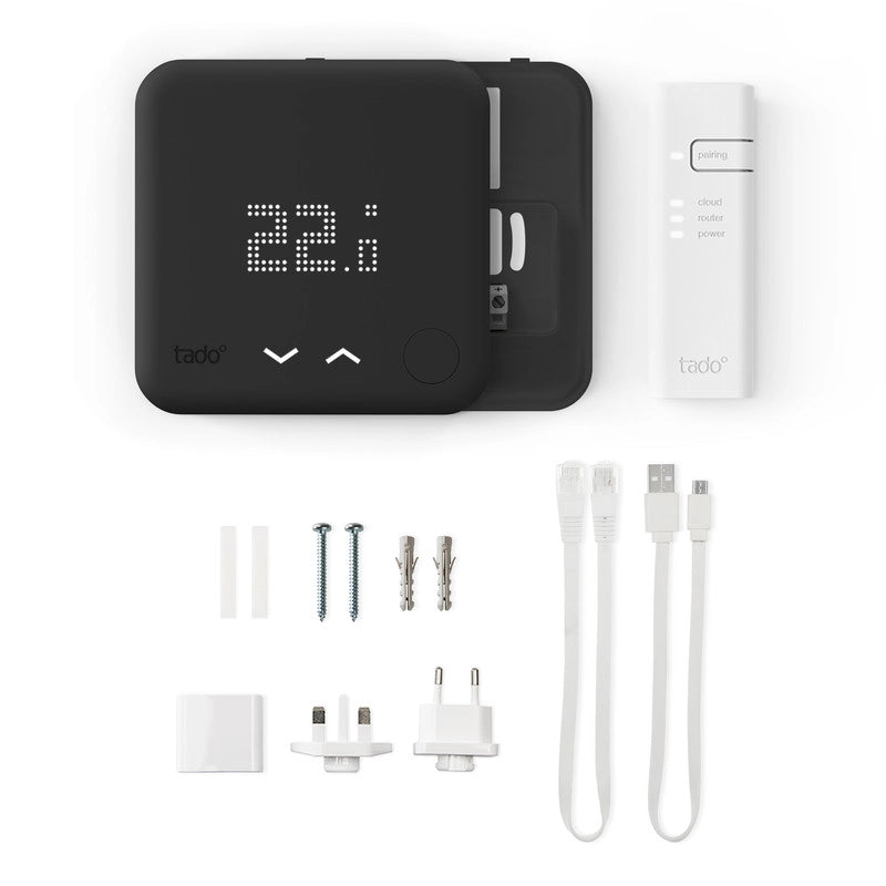 TADO¬∞ termostato kit di base V3+. Termostato Intelligente cablato. Compatibile con Alexa e Google Assistant. Nero
