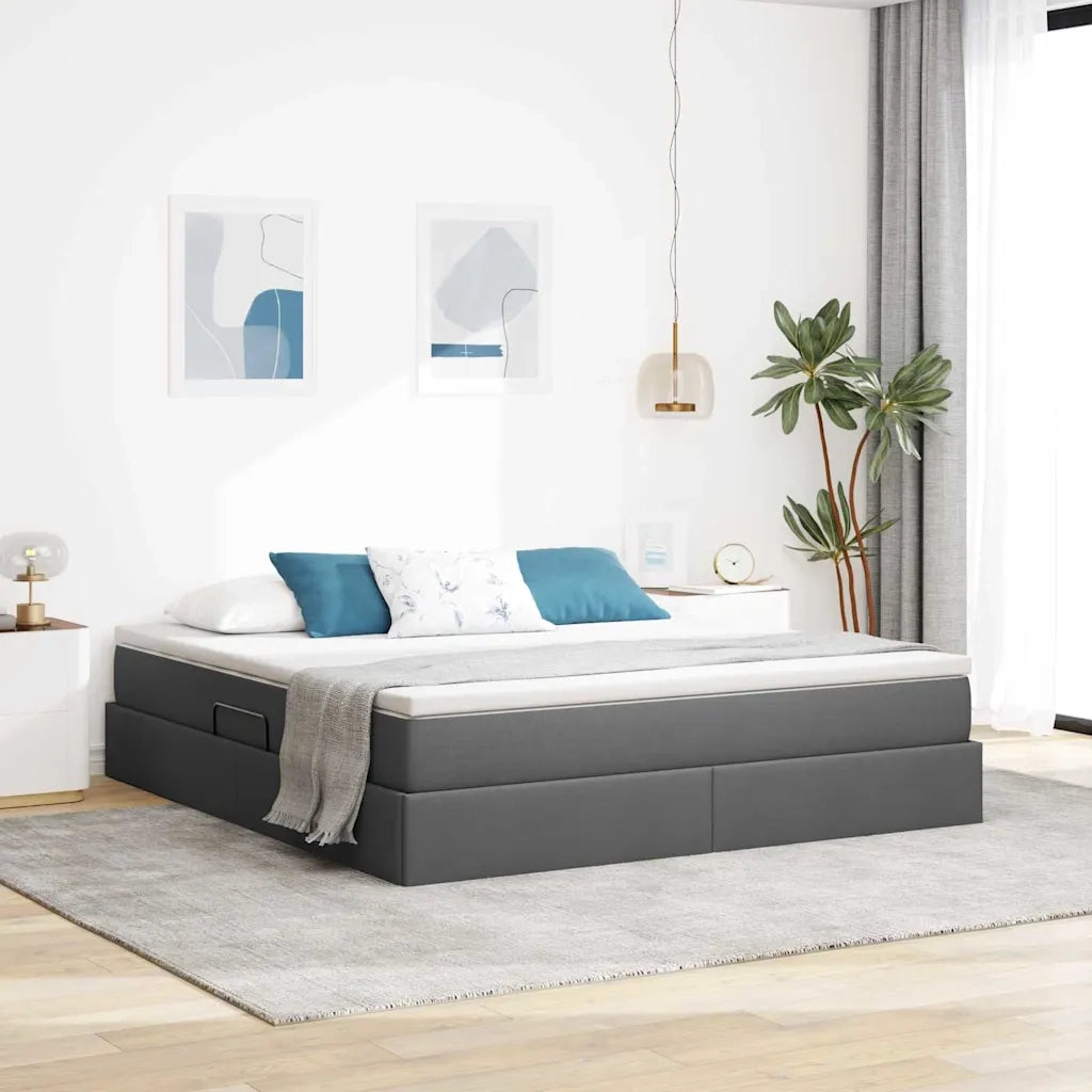 Letto con contenitore e materasso Grigio scuro 160 x 200 cm 3370237