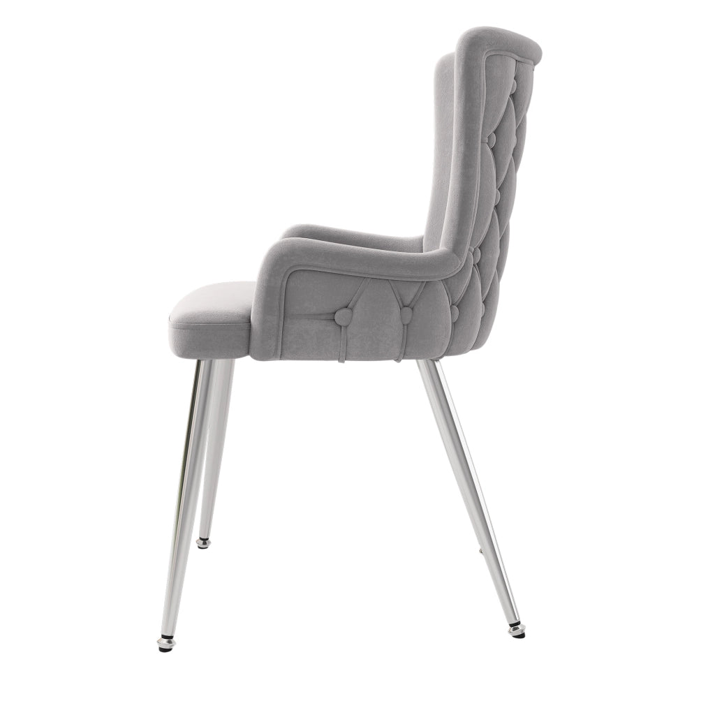 SEDIA da pranzo in velluto grigio e argento Set da 4 pezzi