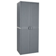 Armadio da giardino porta attrezzi con 4 ripiani 65 x 45 x 172 cm design pratico in PP grigio 02_0047404
