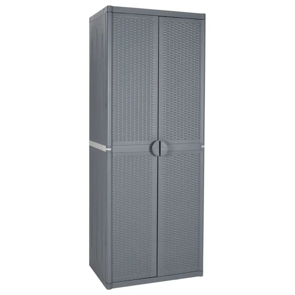 Armadio da giardino porta attrezzi con 4 ripiani 65 x 45 x 172 cm design pratico in PP grigio 02_0047404