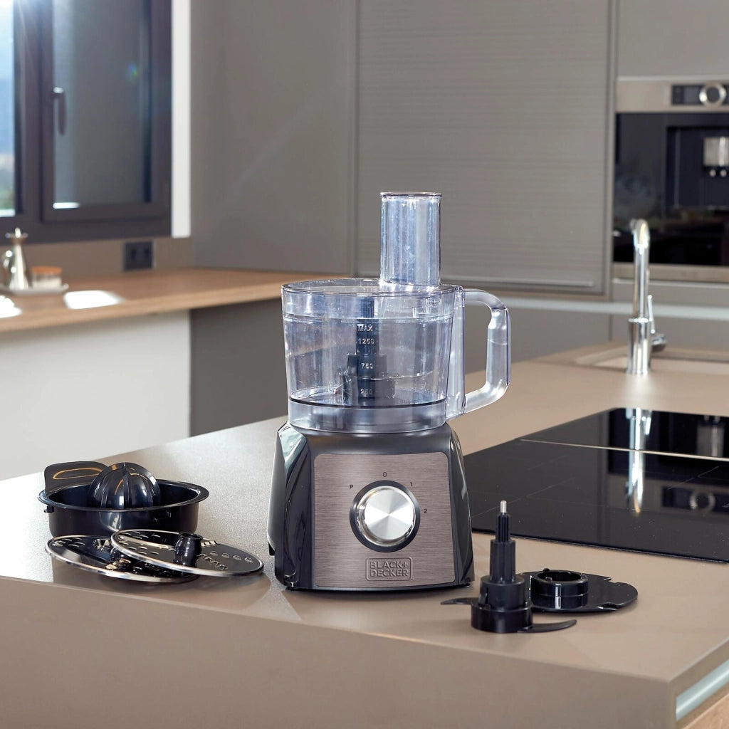 Black & Decker BXFPA1200E robot da cucina 1200 W 1,5 L Nero, Acciaio inossidabile