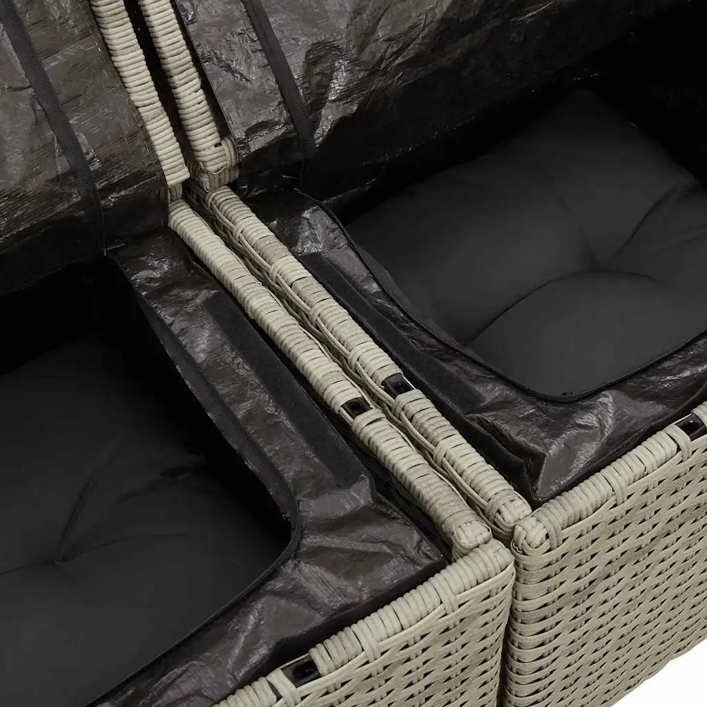Set Divano da Giardino 11 pcs Grigio chiaro polyrattan