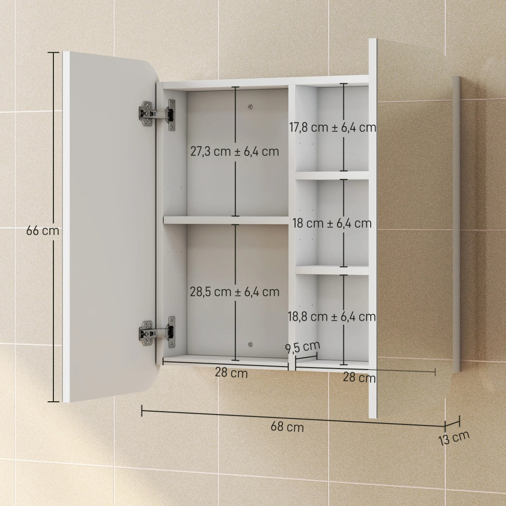 Specchio Armadietto Bagno ¨C Xylo ¨C Bianco 68x13x66 cm 2 Ante Ripiani