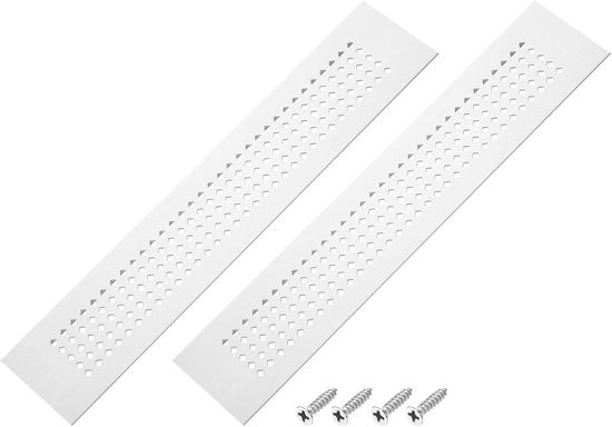 Doppio Grille di Ventilazione in Alluminio Rettilineo per Porta Armadio e Mobili - Color Argento