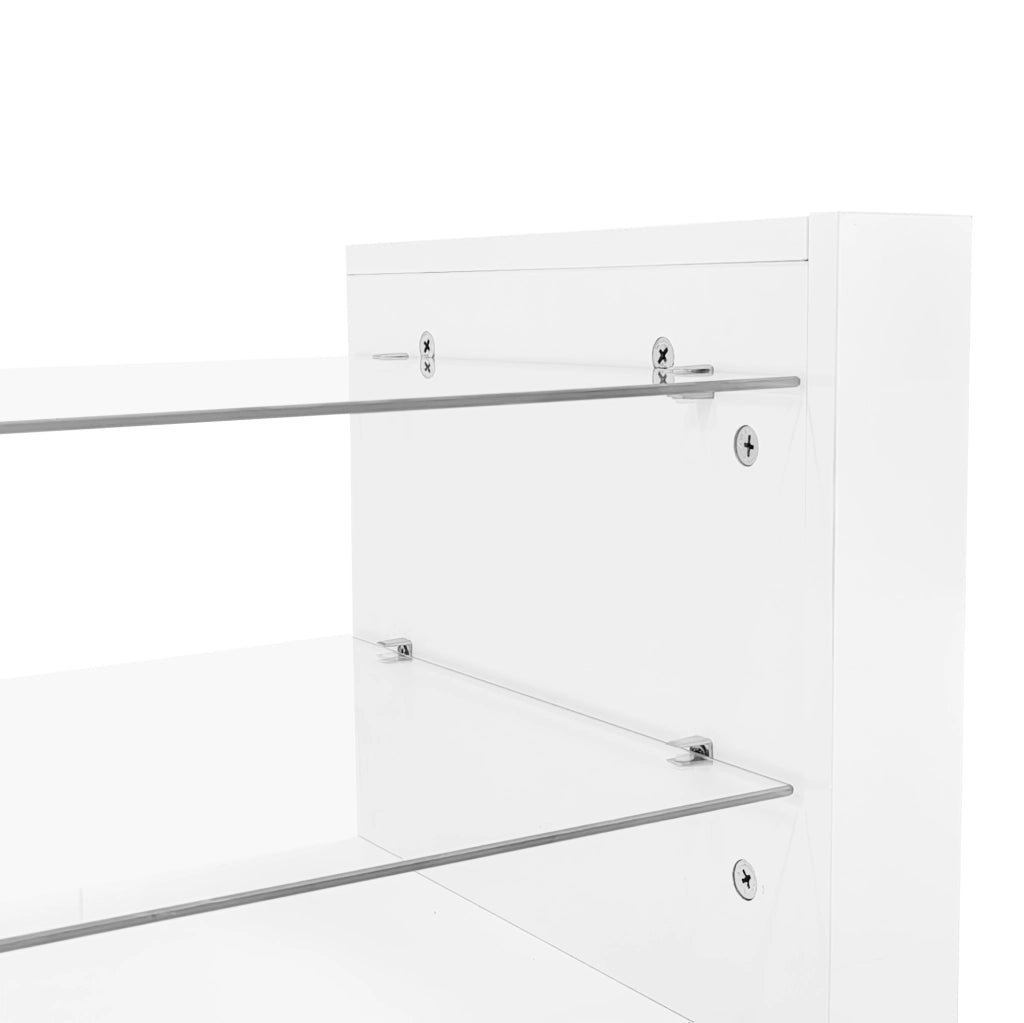 Set soggiorno con mobile TV 181 cm e tavolino da salotto LED bianco lucido HOMVRA
