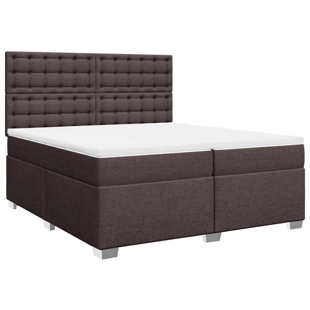 Giroletto a Molle con Materasso Marrone Scuro 200x200cm Tessuto