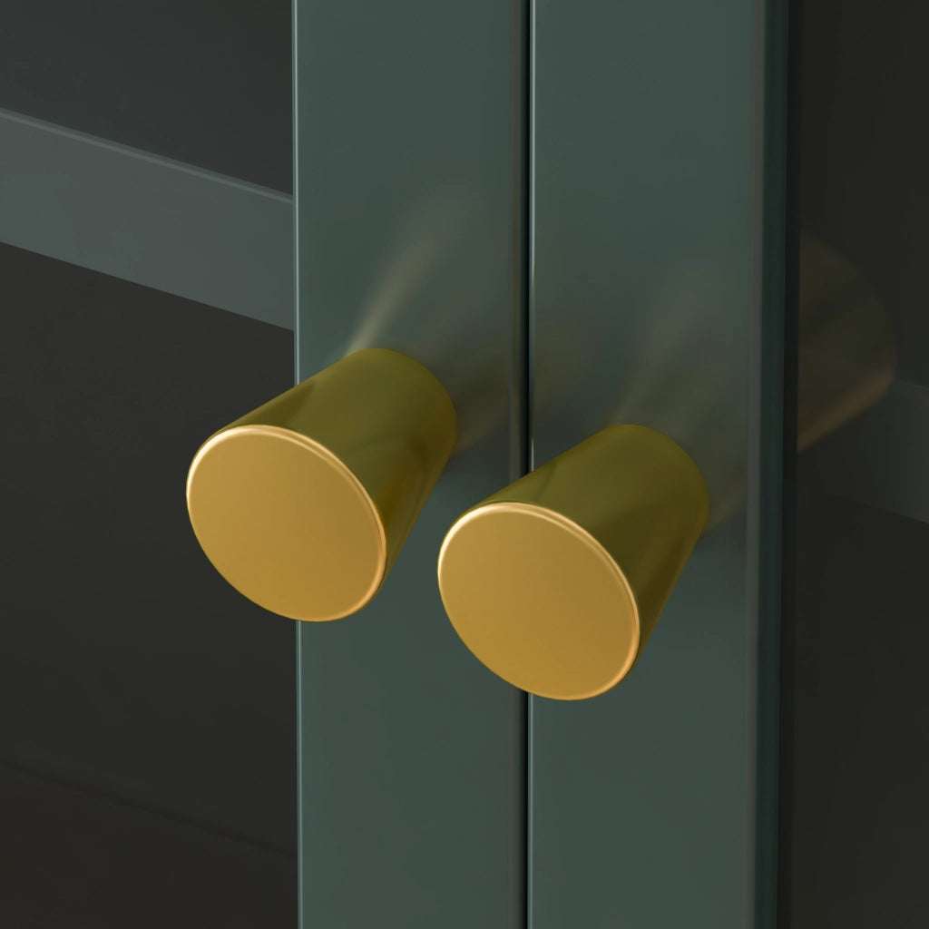 Vetrina sospesa a quattro ante in metallo e vetro grigio verde scuro per cucina e soggiorno 120 × 23 × 70 cm