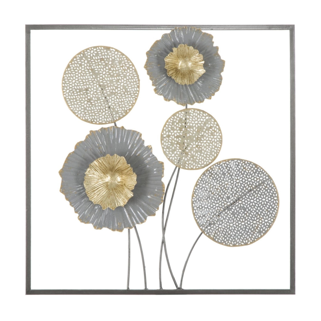 Decorazione in Metallo 3D Fiori 39, Multicolore, Metallo, 50x3,8x50 cm