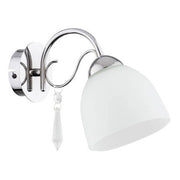 Applique da parete NATA cromata vetro bianco 1xE27 15W Alfa