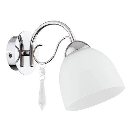 Applique da parete NATA cromata vetro bianco 1xE27 15W Alfa