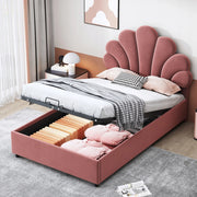 Letto imbottito 90x200 - Xylo - rosa, telaio sollevabile