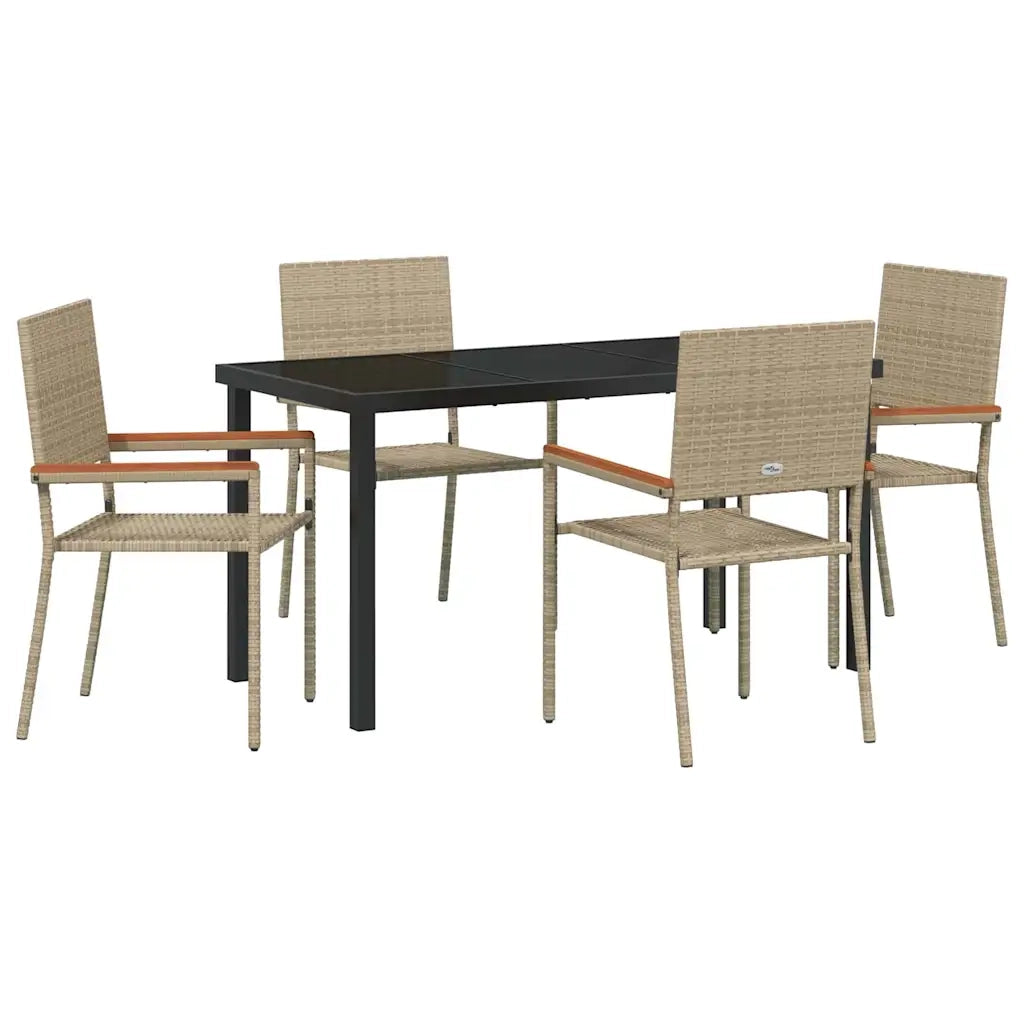 Set da Pranzo per Giardino con cuscino 5 pcs Beige polyrattan 3379718