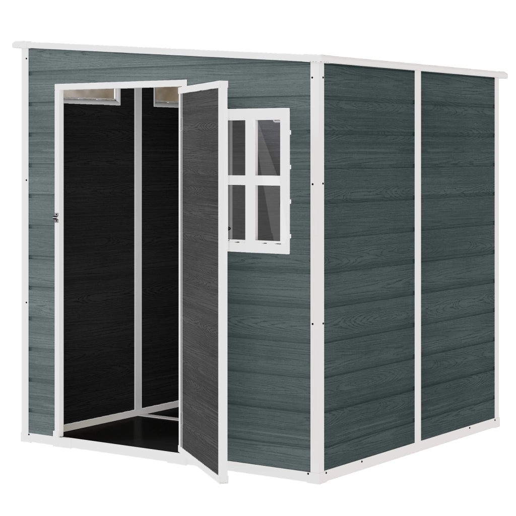 Casette da giardino in resina effetto legno con finestre ¨C zephmum ¨C 182x182x196 cm
