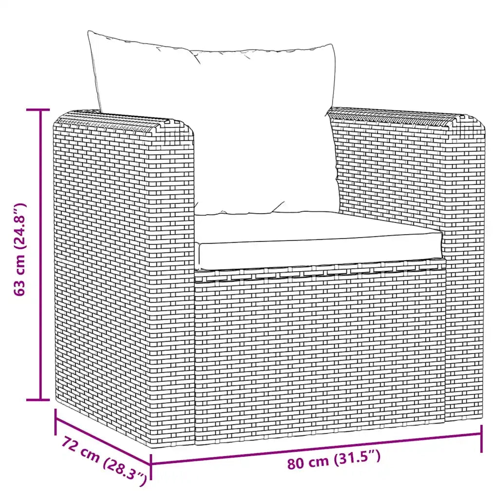 Poltrona con Cuscini in Polyrattan Nero