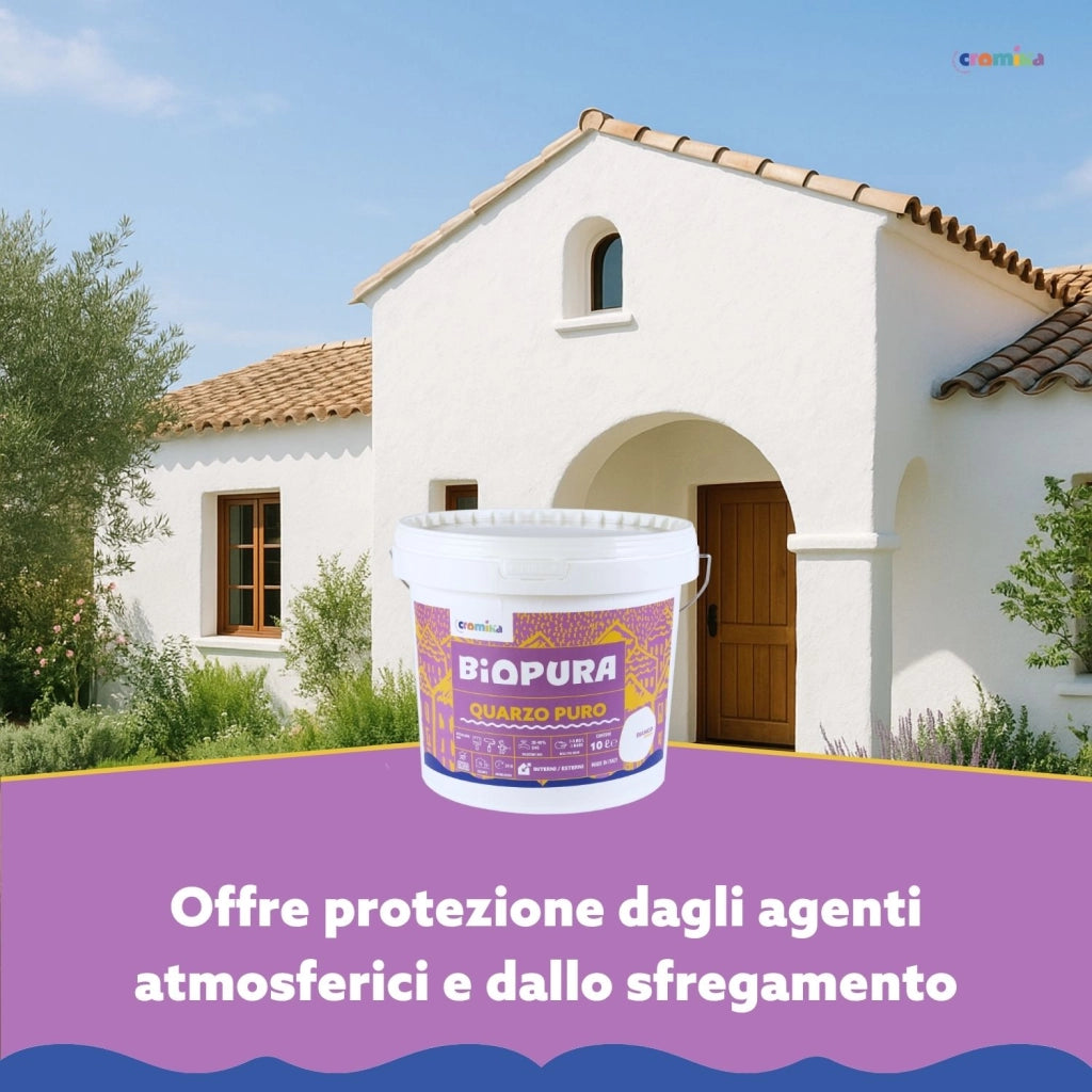 Pittura murale quarzo puro interni esterni finitura opaca linea biopura cromika *** formato 10 lt, confezione 1