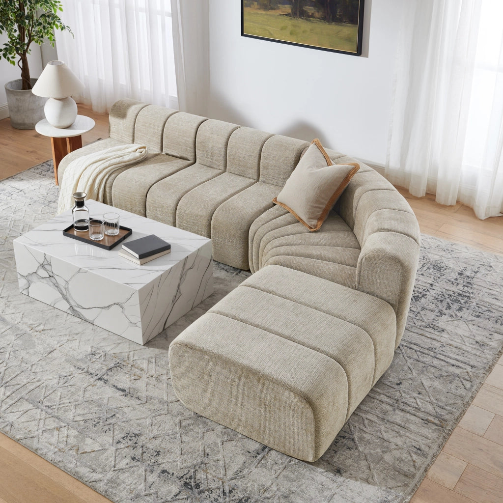 Divano angolare modulare 4 posti - con moduli combinabili e seduta versatile - marrone