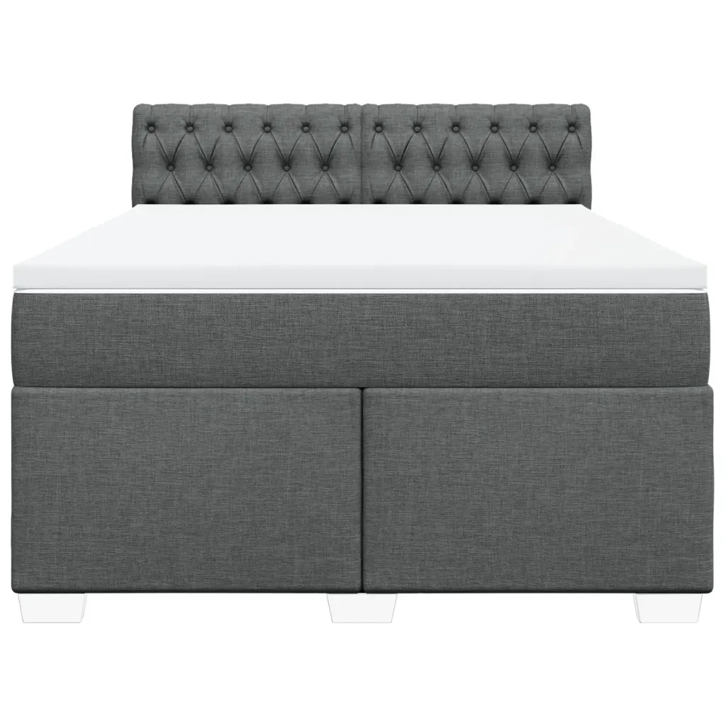 Giroletto a Molle con Materasso Grigio Scuro 140x190 cm Tessuto 3285891