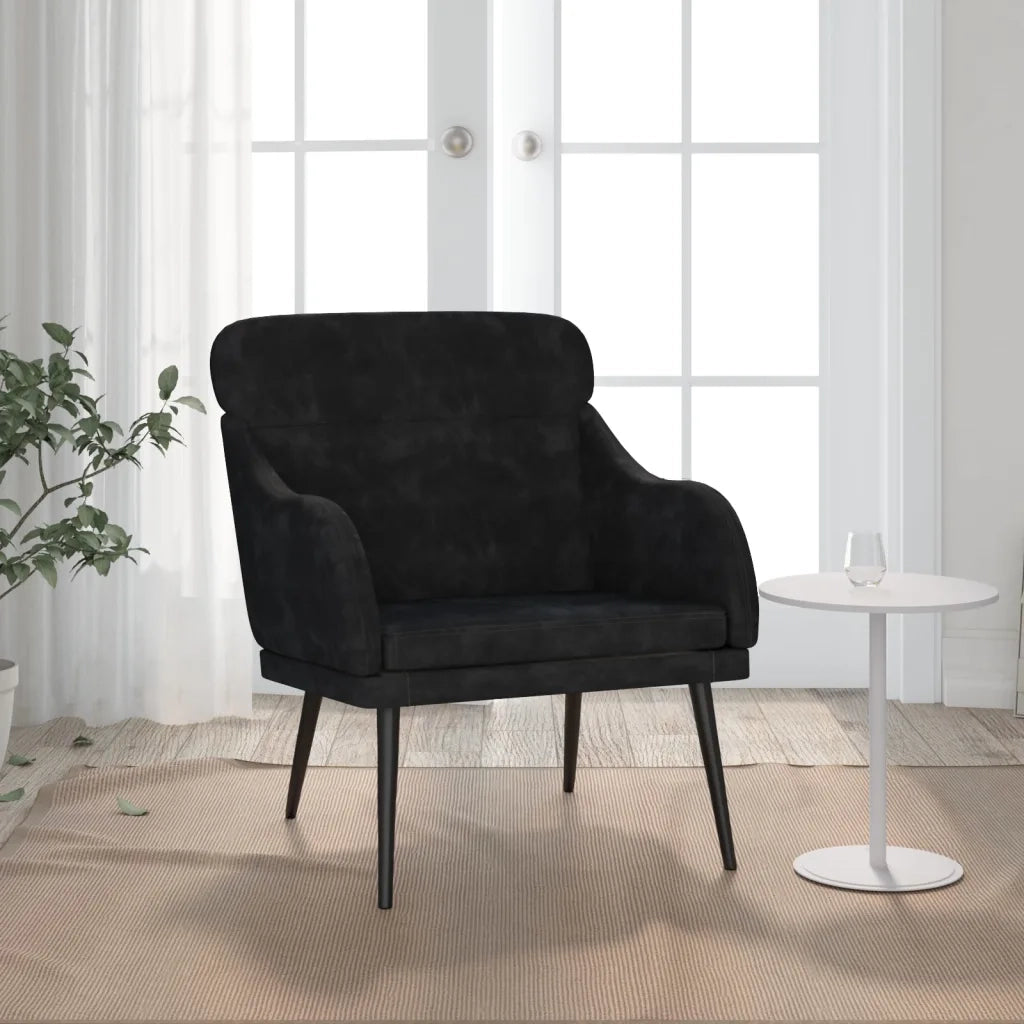 Poltrona | Sedia Relax Nera 63x76x80 cm Velluto
