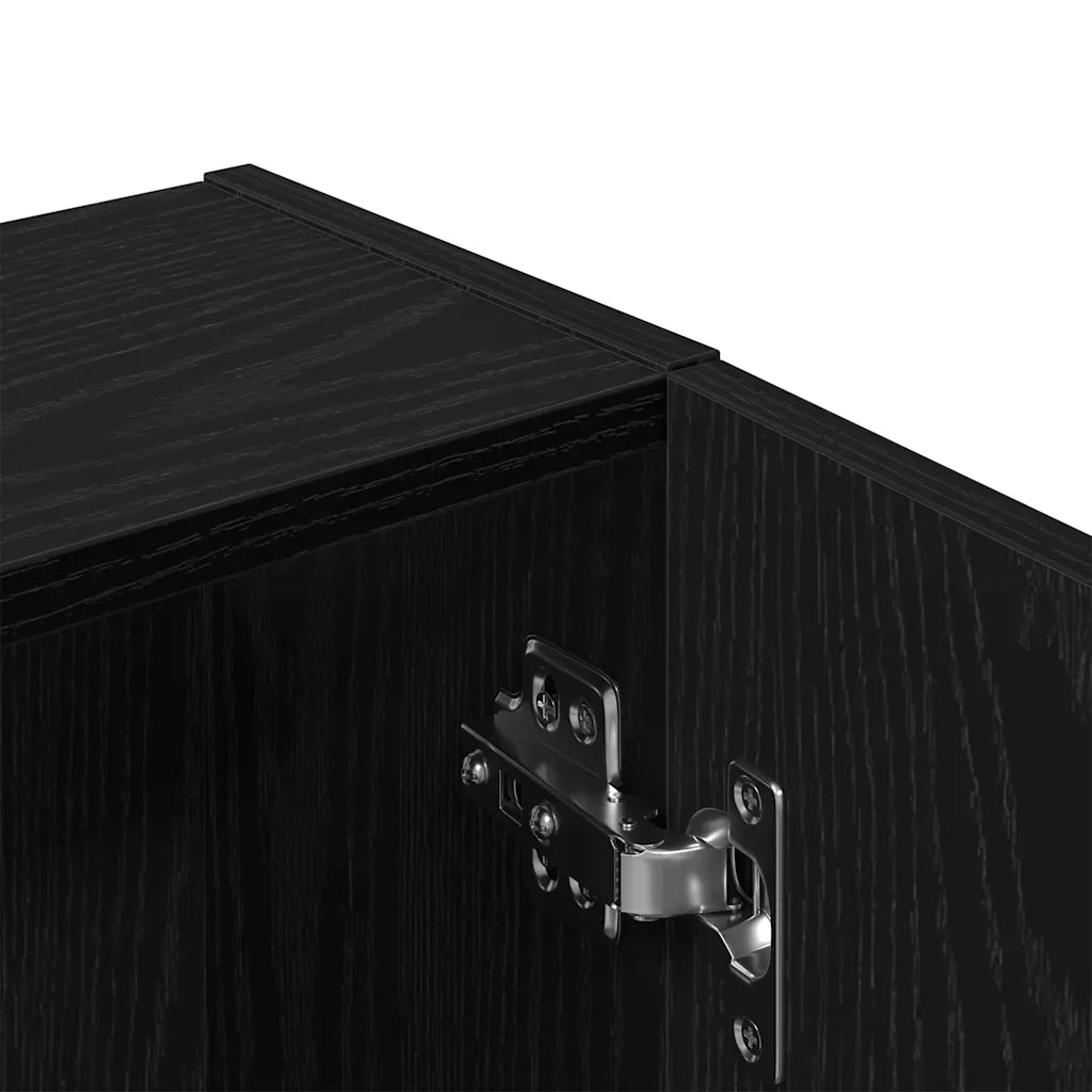 Mobile contenitore a parete in legno composito 32 x 20 x 67 cm salvaspazio design classico in legno nero 02_0051806