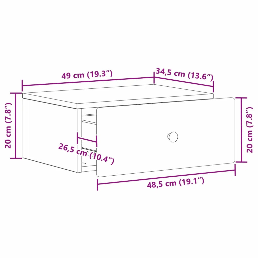Set di 2 Comodini | Armadio da Notte | Mobiletto da notte a muro Bianco Lucido 49 x 34,5 x 20 cm