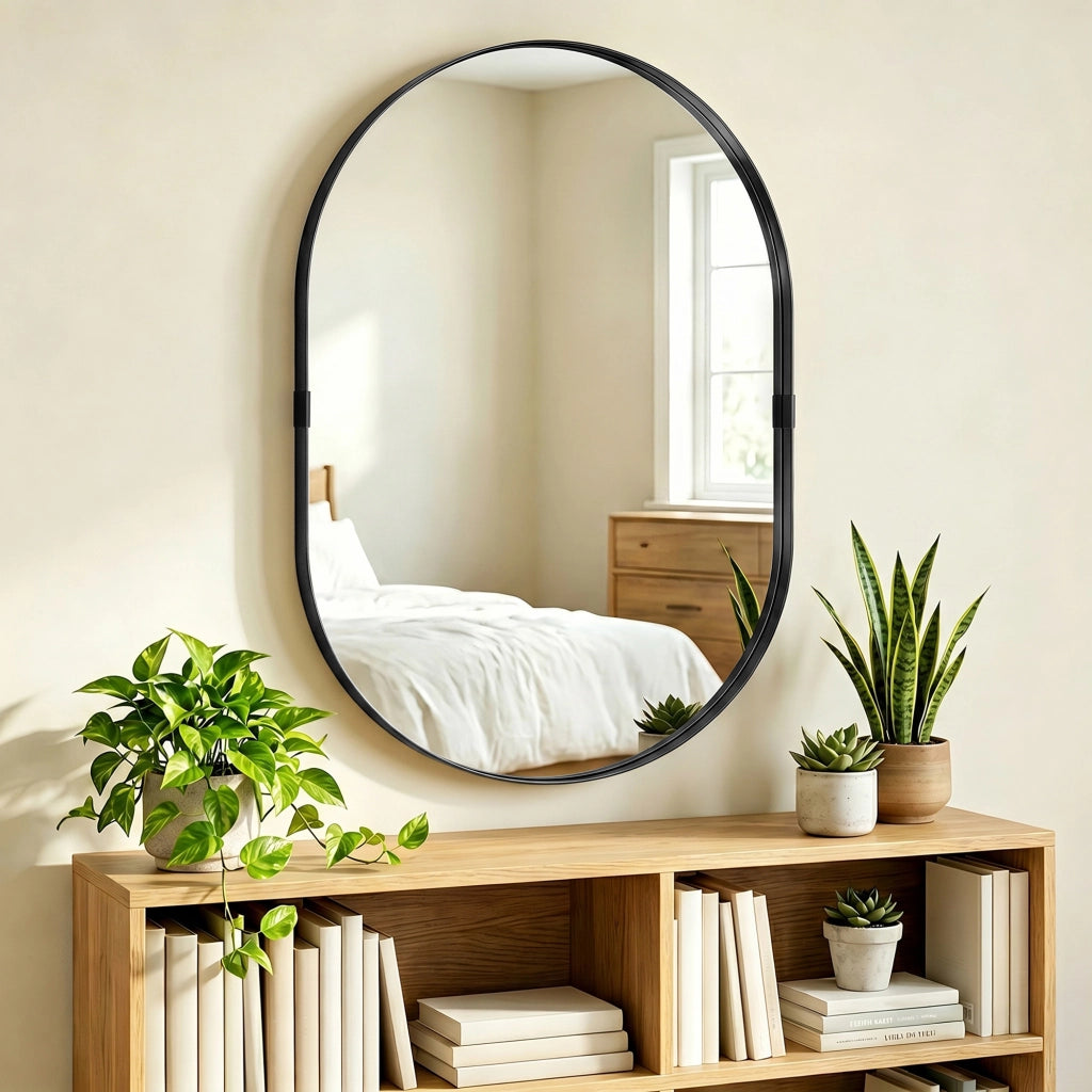Specchio da parete ¨C zephmum ¨C nero, cornice alluminio, 60x90 cm
