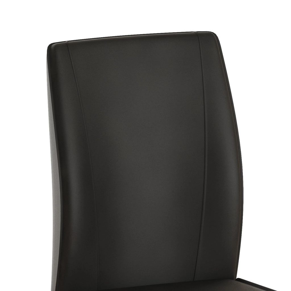 Set 2 sedie da pranzo marroni in tessuto tecnico con gambe in metallo nero