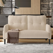Divano 2 posti 120x75x79 cm in velluto a coste beige con tasca laterale