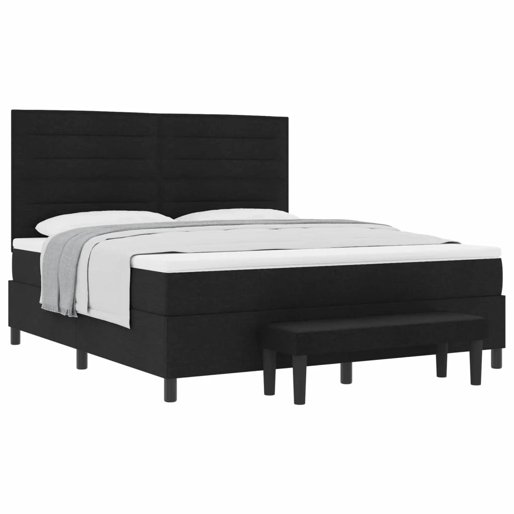 Letto a molle con materasso Nero 180 x 200 cm Tessuto