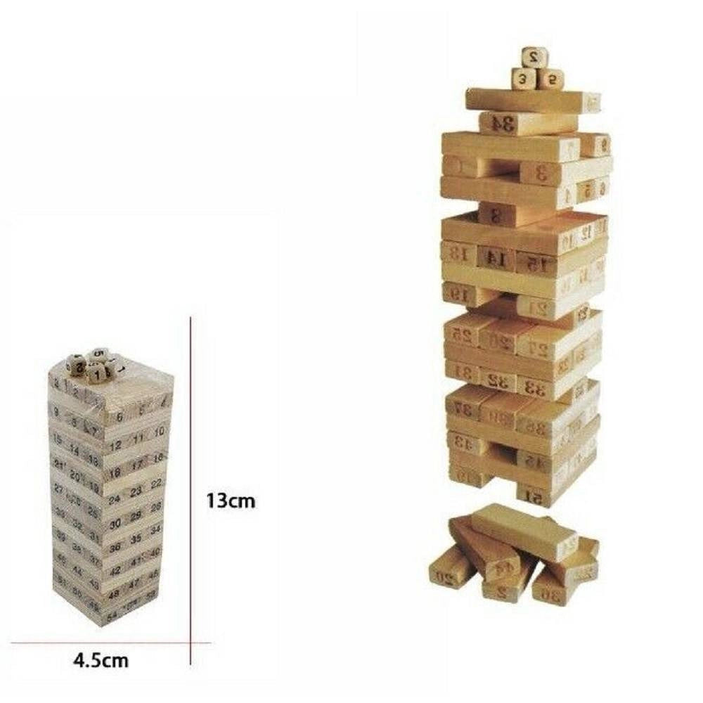 Trade Shop - Mini Torre Verticale Puzzle Legno Numeri Dadi Gioco Educativo Bambini -