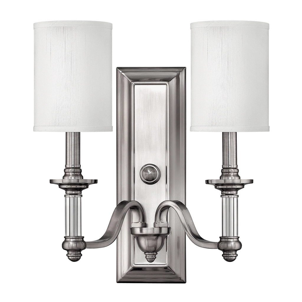 Applique Classica Sussex Acciaio Nichel Spazzolato Tessuto 2 Luci E14