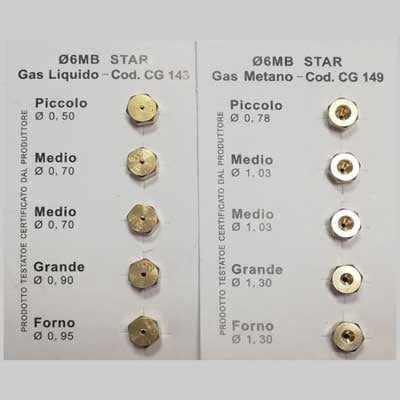 SET 5 UGELLI GAS PER CUCINA  Mtn     MADE IN ITALY