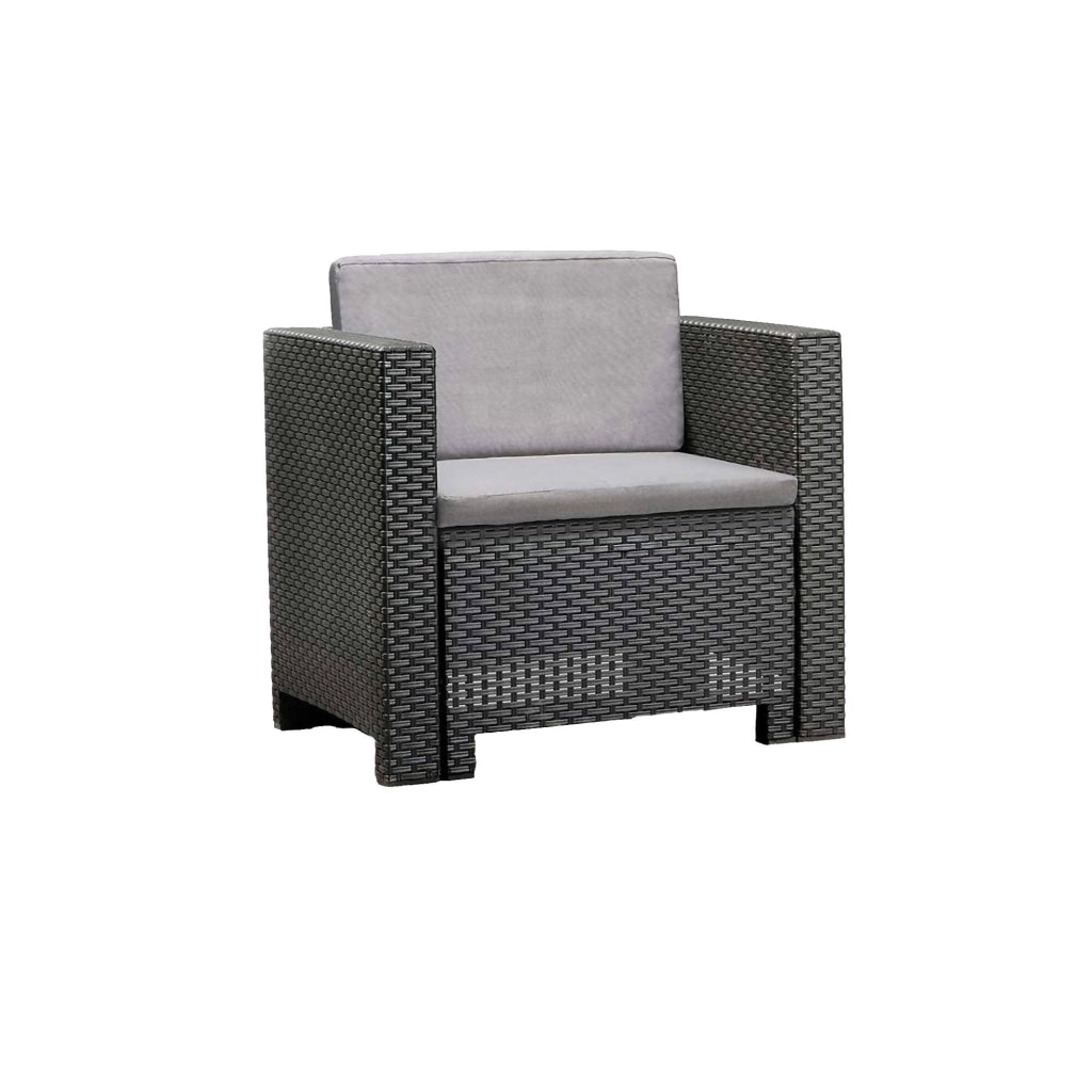 Set salotto da esterno Cameri, Salottino outdoor, Set da balcone o giardino, Composizione soggiorno per esterni, Made in Italy, Antracite