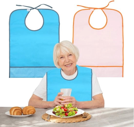 Slabbetji 2 in 1 per adulti, slabbetji per adulti, slabbetji riutilizzabili per anziani, lavabili, regolabili, impermeabili slabbetji per anziani e adulti