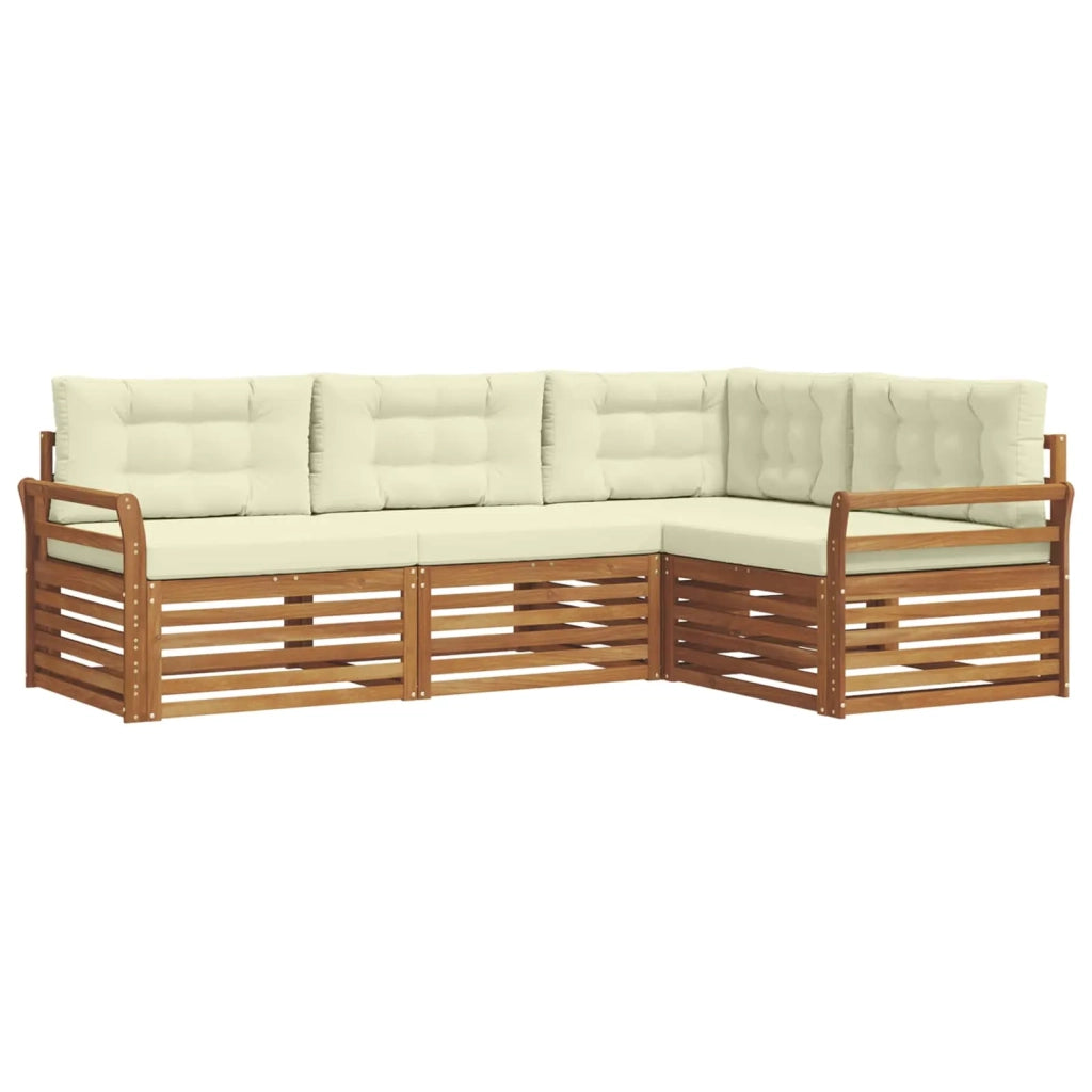 Set di divani da esterno con cuscino 4 pcs Naturale e Crema 3373380