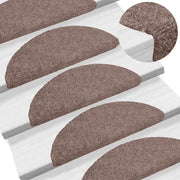 Tappetini per scale autoadesivi 15 pz 56x17x3 cm Marrone Chiaro Semicircolari 132690