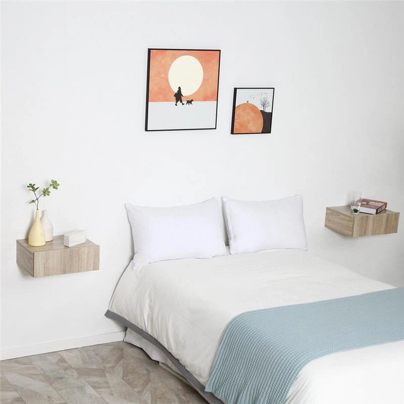 SET 2 COMODINI SOSPESI IN LEGNO COLORE LEGNO