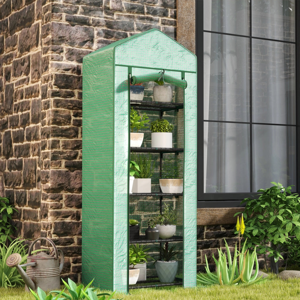 Serra con porta avvolgibile, ripiani, serra invernale in alluminio realizzata in acciaio, serra per balcone, giardino, serra per pomodori 69 x 49 x